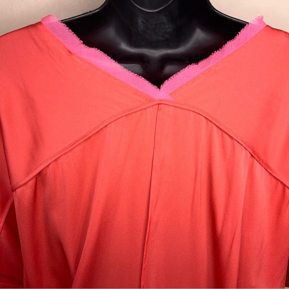 NEW XS Elite Tahari Silk Blouse Orange Pink Colors Lightweight - Picture 9 of 16